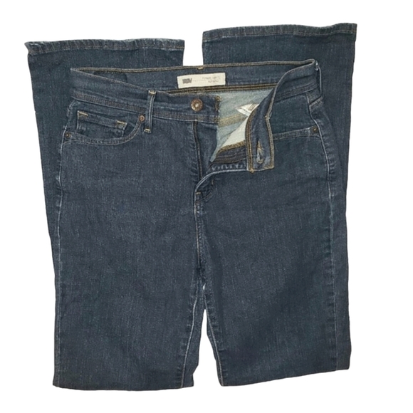 LEVI'S 512 Perfectly Slimming Dark Wash Mid Rise Boot Cut Blue Jeans Size 6M - Picture 5 of 12